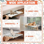Pinkunn 2 Set Cat Perch for Window Sill Cat Window Hammock Seat for Kittens and Pets Easy to Adjust & Assemble Pet Bed for Windowsill, Bedside, Drawer and Cabinet(Gray)
