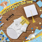 5 Pcs Dog Graduation Costume Set Include 2026 Pet Graduation Gown with Stole Puppy Grad Cap Lensless Glasses DIY Letter Stickers for Dogs Cats Holiday Costume Accessory(White Gold,L)