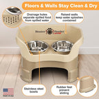 Neater Feeder Deluxe Mess-Proof Elevated Dog Bowls for Medium Dogs (19–40 lbs), 2 Height Adjustable (10” & 12.5”) No-Spill Raised Dog Bowl Stand, Stainless Steel Food Bowl Set, Made in USA, Cappuccino