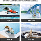 Inflatable Large Dog Water Ramp Float Floating Ramp-Swimming Pets Up to 200 Pounds Large Dogs-Inflatable Stairs for Boats, Docks, with Pump/Rope/Repair Kit - PVC Anti-Slip Fabric (Black)