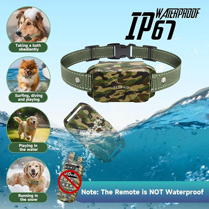 Shock Collar for Dogs, 2 Dogs Training Collar, 4500 FT Waterproof Bark Collar, Rechargeable Electric Collar with Recording & Calling & Vibration & Shock for All Breeds (Camouflage 2 Pack)