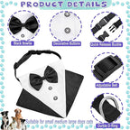 Tuxedo Costume Black Wedding Bandana Nylon Collar Suit With Bow Tie Adjustable Tux Formal Clothes for Small Medium Large Dogs Pet Halloween Birthday Christmas Dress Outfits