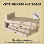 Cat Scratcher with Box, 4 High-Density Corrugated Boards (2 Flat & 2 L-Shaped Scratching Pads), Corrugated Cardboard Scratch Pad, 1.4in Thick L Scratchers for Kittens with Catnip