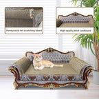 Luxury Cardboard Cat Scratcher Sofa Bed, Couch Shaped Cat Scratching Board, Scratch Lounge with Catnip, Scratcher for Indoor Cats Kittens Kitties Grey