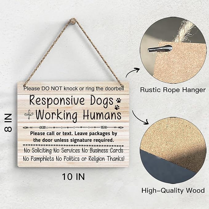 No Soliciting Sign For House, Do Not Knock Or Ring Doorbell, Do Not Knock Or Ring Doorbell, Rustic Hanging Sign For Front Door, Nursery Home Bedroom - f003