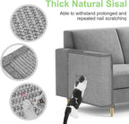 Cat Scratch Couch Protector,23.6" L*19.6" W Scratching Furniture Protector Pad,Cat Scratch Sofa Arm Sheild with Grey Natural Sisal for Protecting Couch Sofa Chair Furniture (Grey/Right Hand)