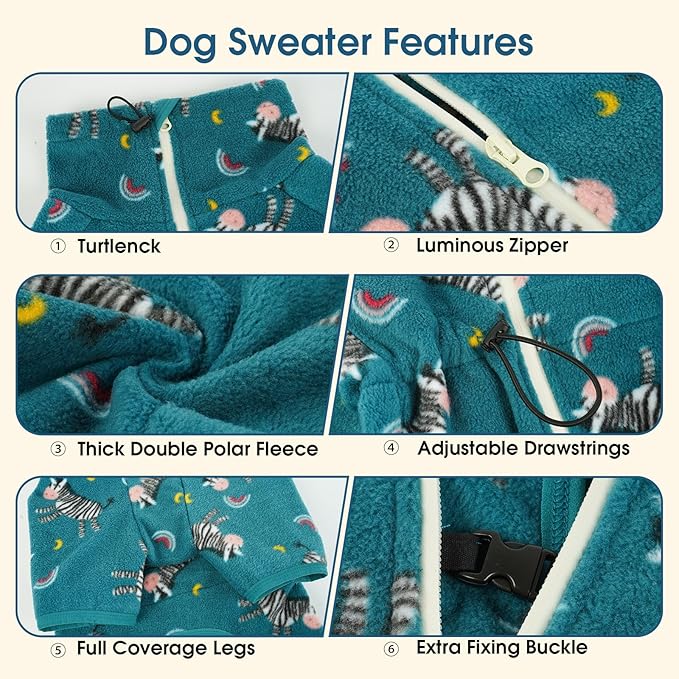 ROZKITCH Large Dog Clothes Soft Fleece Pullover Pajamas, Pet Windproof Warm Cold Weather Jacket Vest with Reflective Zipper, Jumpsuit Apparel Outfit Clothes for Large Dog Zebra 3XL