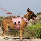 ICEFANG GN3 Tactical Dog Harness for Large Dogs, 6X Quick-Release Buckles,Dog Molle Vest with Handle,3/4 Body, Hook and Loop Panel for ID Patch,No Pulling Front Clip (L (Chest :28"-35"), Pink)