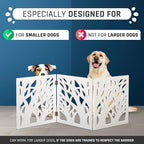 Bundaloo Freestanding Dog Gate Expandable Decorative Wooden Fence for Small to Medium Pet Dogs, Barrier for Stairs, Doorways, & Hallways