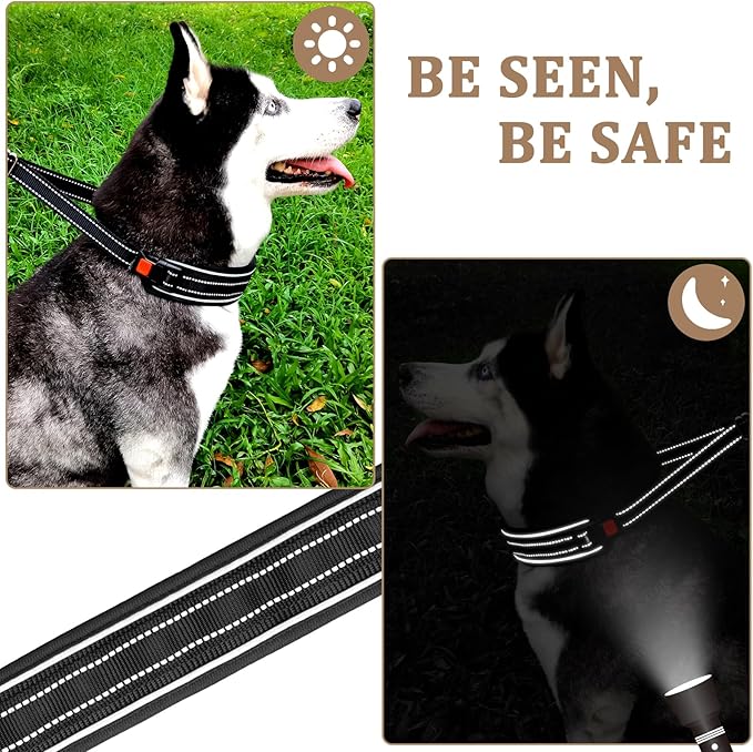 Mayerzon Martingale No Pull Dog Collar, Reflective Walking Collar for Large Medium Dogs Pitbull Belgian Malinois Doberman That Pull, Anti Pull Dog Collar with Buckle for Training Hunting