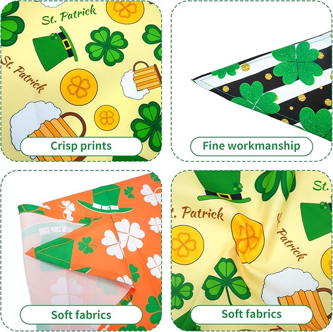 10PCS St.Patricks Day Dog Bandanas for Small XS Dogs Doggy Puppy Cats Triangle Bibs Scarves Boys and Girls Grooming Accessories