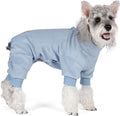 cyeollo Dog Pajamas Medium, Stretchable Fleece Pet Onesie Coat for Small Dogs Pjs Warm Doggie Jumpsuit Soft Cold Weather Dog Clothes Outfits, Light Blue M