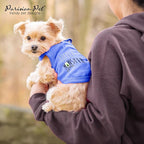Parisian Pet Dog Shirt – 100% Cotton Shirts for Large Dogs – Blue Sleeveless Puppy Clothes – Lightweight and Breathable Pet Apparel – Stylish and Funny Dog Clothes - Stretchy T Shirts for Dogs