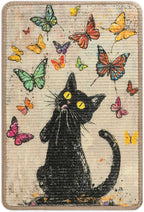 Sisal Cat Scratcher Mat Cat Wall Scratcher for Indoor Scratch Pad Wall Mounted Scratching Post to Protect Couch Carpet Furniture 23.6"x15.7" (Colorful Butterflies Cat)