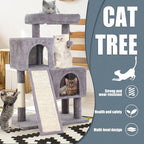 Cat Tree for Indoor Cats, 36in Cat Tower Multi-Level Cat Condo with Sisal Scratching, Scratching Board, Dangling Ball, Extra Large Perch for Cats and Kittens (Ashy)