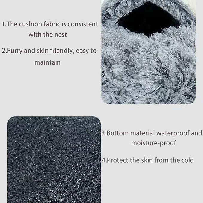 Cat Cave Bed——Soft and Cozy Pet Hideaway for Kittens and Puppies, Cat Bed Cave Perfect for Small Pets, Cave Cat Bed for Comfort and Warmth, Ideal for Snuggling and Resting.(Grey+Grey)