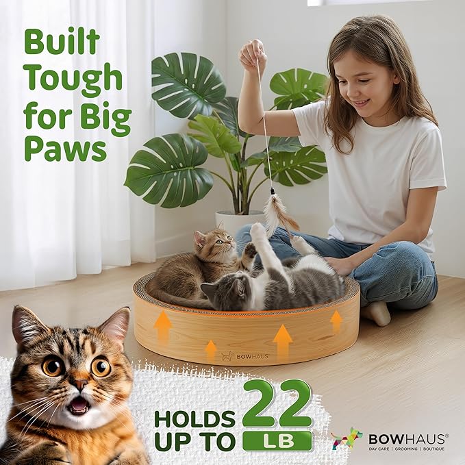 Round Cat Scratcher Bed, Cardboard Scratch Pad Lounge, Reversible Cardboard Cat Scratch Bowl for Indoor Cats, Durable Cat Scratching Board, Cat Scratcher Lounger Pad, Furniture Protector
