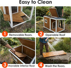 Dog House Outdoor, 59” Insulated Dog House, Weatherproof Outdoor Dog House Insulated with Elevated Floor and Openable Roof, Wooden Dog Houses Large