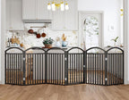 Folding No-Assembly Freestanding Dog Gate with Door,32" Heights Foldable Pet Fence,144" Extra Wide Accordion Puppy Folding Playpen for Doorways,House,Stairs (6 Panels,Black)