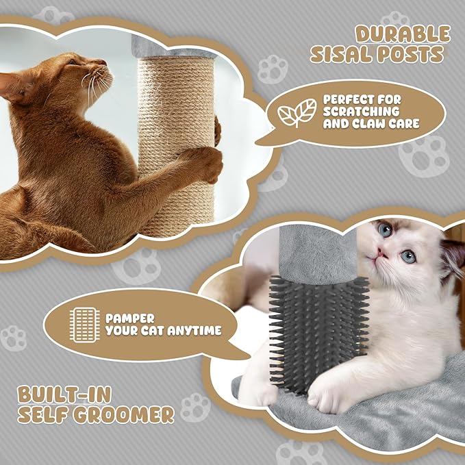 Magshion Cat Tree 77" Cats Tower for Indoor Cats, Multi-Level Cat Condo with Scratching Post, Top Perch, Sisal Board and Dangling Ball, Cat Stand Jumping Platform Kittens Pet Play House (Light Grey)