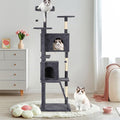 81" Multi-Level Cat Tree Tower with Scratching Posts - Space-Saving Design for Indoor Kittens Toys & Condo, Compact Floor Footprint & Vertical Space for Multi-Cat Homes-Dark Grey