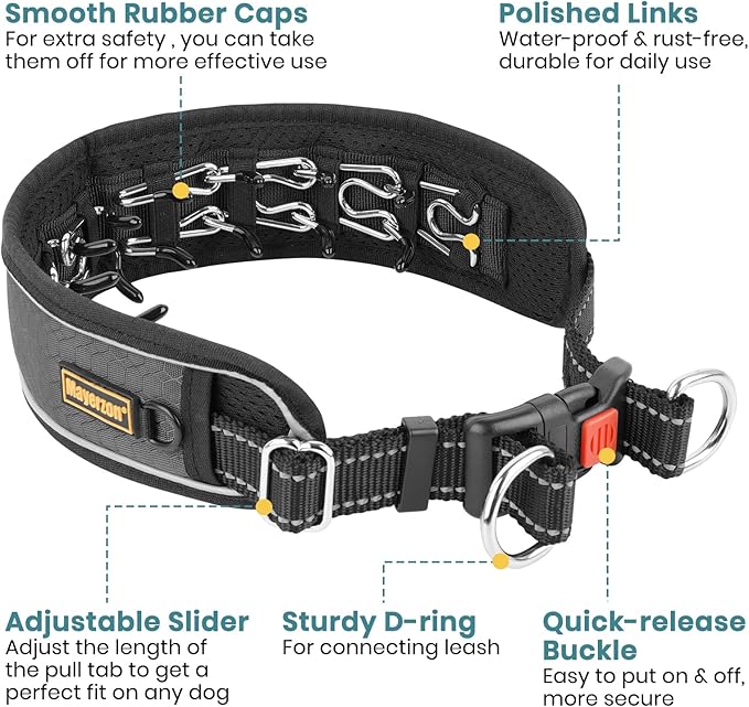 Mayerzon Patented No Pull Collar for Small Medium Large Dogs Beagle German Shepherd Rottweiler, Martingale Anti Pull Dog Collar with Buckle for Walking Training, Reflective, Adjustable, Waterproof