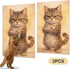 Nuxovilar Cat Scratch Pad 15.3x23.6 Inches Polyester Synthetic Fiber, Grumpy Tabby Cat Print, wall Scratcher, Scratching mat, Home Decor, Living Room, Game Room (2pcs)