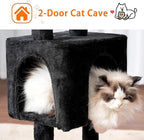 Heybly Cat Tree, 39.4 Inches Gothic Tower Condo with Scratching Post, Cat Tower for Indoor Cats, Fully Wrapped Sisal Pole, Soft Platform, 2 Baskets and Dangling Toy, Black and Red HCT006SBR