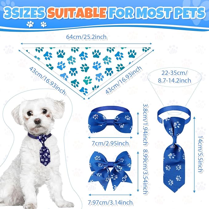 Reginary 120 Pcs Paw Print and Heart Dog Bandanas Bulk Dog Bows Set Bow Ties Cat Scarf Colorful Washable Triangle Pet Kerchief Cute Bib for Summer Small Medium Large Pets Grooming Accessories Costume