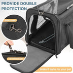19 x 12 x 12 Large Cat Car Carrier – Roomy Escape-Proof Cat Car Seat for Safe Driving, Lockable Zippers & Safety Tether, Soft-Sided Travel Carrier for Road Trips & Vet Visits