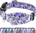 Reflective Martingale Collar for Dogs with Quick Release Buckle Cute Girl Female Flower Dog Collars (Lavender Floral, XSmall)