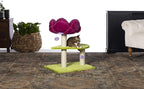 Prevue Pet Products Flower Garden Cat Tree - Multi-Level Indoor Cat Tower with Scratching Posts, Includes Hanging Toys and Play Areas, Plush Bed & Scratching Posts - Green and Pink