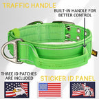 ADITYNA Heavy Duty Dog Collar for Extra-Large Dogs - Reflective Green Collar with Handle for Training, and Walking - Wide, Thick, Tactical, Soft Neoprene Padded