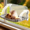 Cat Window Perch - Cordless Foldable Double-Sided Cat Hammock with Metal Frame, Machine Washable Bed for Large Cats & Kittens to Sunbathe Safely-Gray