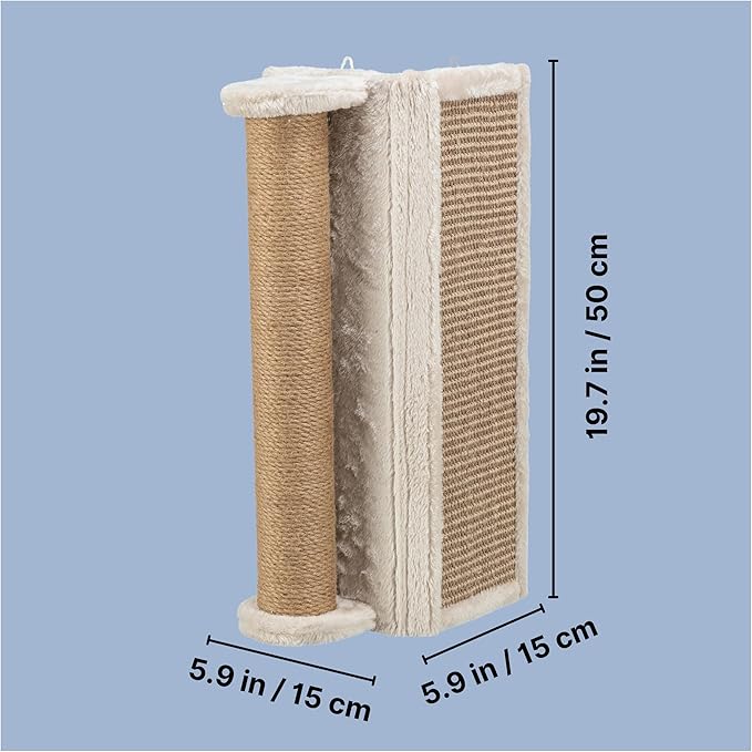Trixie Wall Mounted Corner Scratching Board with Extra Post – Vertical Sisal Rope Pad for Indoor Cats – Easy-Install Corner Scratch Pad – Beige, 5.9 x 5.9 x 19.7 in