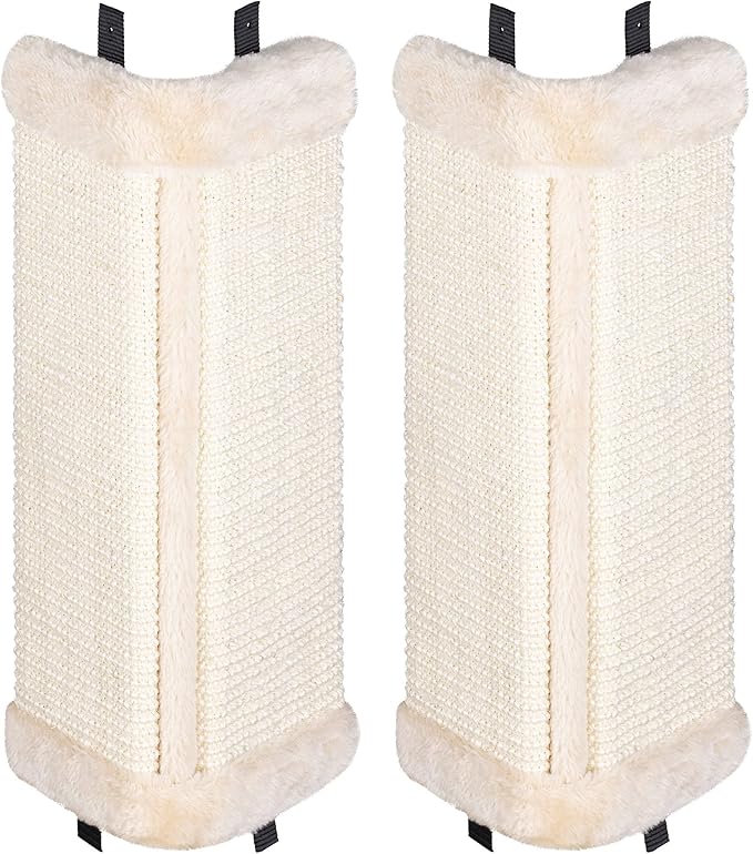 Navaris Corner Wall Cat Scratcher (Set of 2) - Wall Mounted Sisal Scratching Pad for Cats - Vertical Corner Mount Scratch Panel Protector for Walls