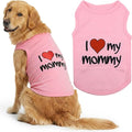 Parisian Pet Dog Shirt - 100% Cotton Shirts for Large Dogs - Pink Sleeveless Girl Pet Clothes - Lightweight Pet T Shirts - Breathable Puppy Clothes - Stretchy I Love My Mommy Dog Apparel