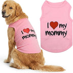 Parisian Pet Dog Shirt - 100% Cotton Shirts for Large Dogs - Pink Sleeveless Girl Pet Clothes - Lightweight Pet T Shirts - Breathable Puppy Clothes - Stretchy I Love My Mommy Dog Apparel