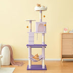 MWPO Flower Large Cat Tree, 70.1-Inch Multi-Level Tall Cat Tower for Indoor Cats, Plush Cat Condo with Big Padded Perches, Sisal-Covered Scratching Posts, Hammock, Toys for Kittens & Cats