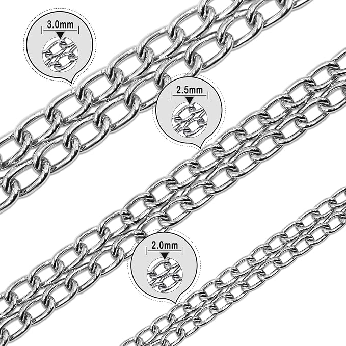 Dog Chain Collar Metal Martingale Collars, Chrome Plated for Training, Chew Proof, Double Link Collar for Medium Dogs(Suitable for Dog's Neck 20-22.5'')