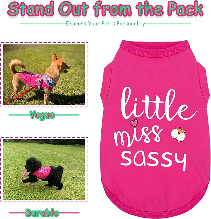 Paiaite Dog Clothes Fashionable Sleeveless Pet Vest: 'Little Miss Sassy' Printed Cotton Dog Shirt, Ideal for Small, Medium, and Large Breeds, Ensuring Comfort and Breathability Green 3XL