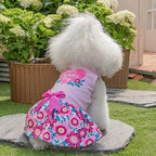 CuteBone Happy Mother's Day Dog Dress Velvet for Small Dogs Girl Floral Skirt Pink Puppy Dresses Dog Clothes CVA22XS-D