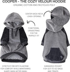Cooper II Organic Cotton Velour Dog Hoodie Pet Coat for Small, Medium and Large Dogs, Heather Gray Color Block, XX-Large (70-110 lbs)