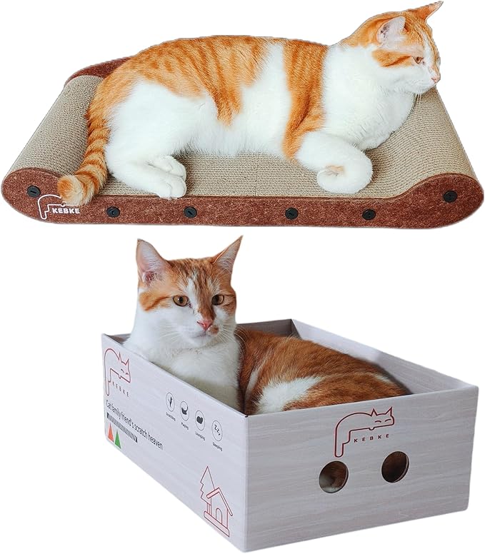 Cat Scratcher 24 Inch Cat Scratching Sofa Bed & 16" Lounge Box with Scratch Pad - Durable Cat Scratchers for Indoor Cats to Protect Your Furniture