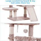 Hey-brother Cat Tree, Cat Tower for Indoor Cats, Cat House with Large Padded Bed, Cozy Condo, Hammocks, Sisal Scratching Posts, Big Scratcher, Muchroom MPJ006SMU
