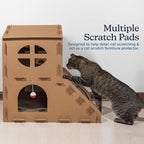 Cat House - Cardboard Cat House with Scratching Pads, Toys, and Catnip - Multi-Level Cat Houses for Indoor Cats, Kittens and Small Animals by PETMAKER