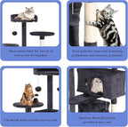 Heavy Duty Cat Tree,54 Inch Tall Cat Tower,2 Cozy Condos,Scratching Posts,Ladders & Sisal Pole,Multi-Level Perches Platforms for Indoor Cats,Sturdy Pet Climbing Furniture,Light Gray