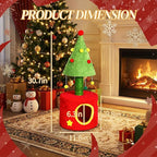 Christmas Themed 30in Cat Scratching Post with Cozy Hideaway Cat House - Small Cat Tree Tower for Indoor Kitten/Cat, Sisal Post, Interactive Hanging Balls, Festive Red & Green Home Decor