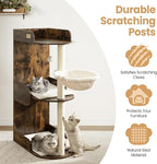 Modern Wood Cat Tree Tower for Indoor Large Cats, Cat Scratching Posts with Big Perch Bed, 44.8" Tall Multi-Level Wooden Cat Condo with Hammock, Removable Pads, Kitty Furniture, Rustic Brown