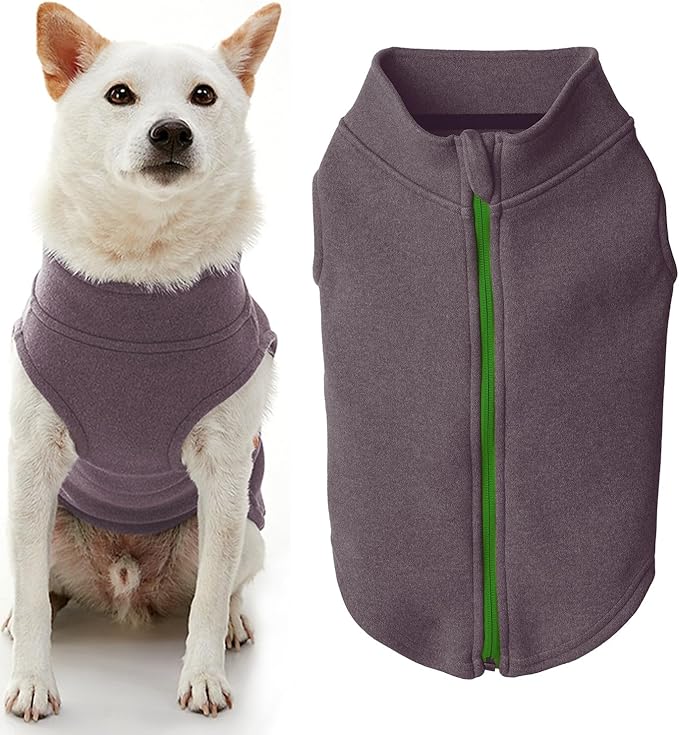 Gooby Zip Up Microfiber Fleece Dog Sweater - Purple, X-Large - Warm Double Layered Soft Microfiber Fleece Step-in Dog Jacket for Small to Medium Dogs